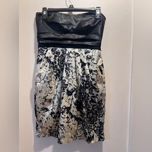 Ruby Rox Strapless Black and Cream Floral Dress